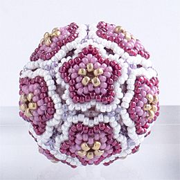 Beaded Flower Balls - 1 : Red & Gold