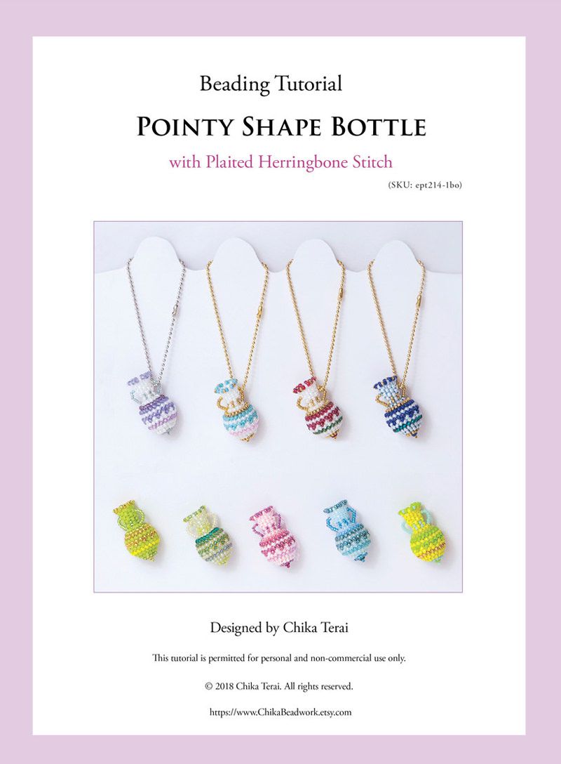 PDF Beading Tutorial of Zigzag Pattern Bottle with plaited herringbone stitch, ept214-1