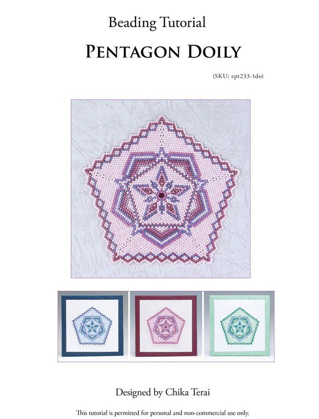 PDF beading tutorial of pentagon doily, bead weaving pattern, ept233-1do