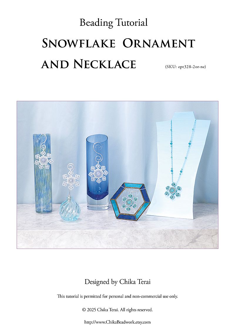 PDF Beading Tutorial of Snowflake Ornament and Necklace, ept328-2or-ne