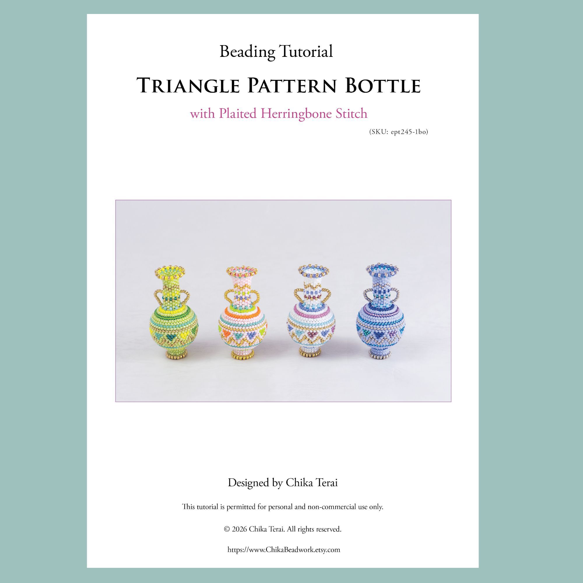 PDF beading tutorial of beaded triangle pattern bottle, ept245-1
