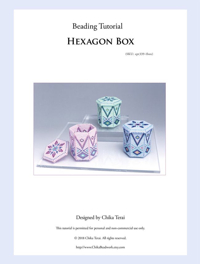 PDF Beading pattern, beaded hexagon box, ept339-1