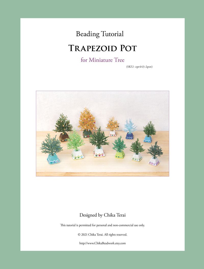 PDF Beading Tutorial of Miniature Tree with Trapezoid Pot, ept443-1