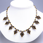 Black & Gold Square Beaded Necklace