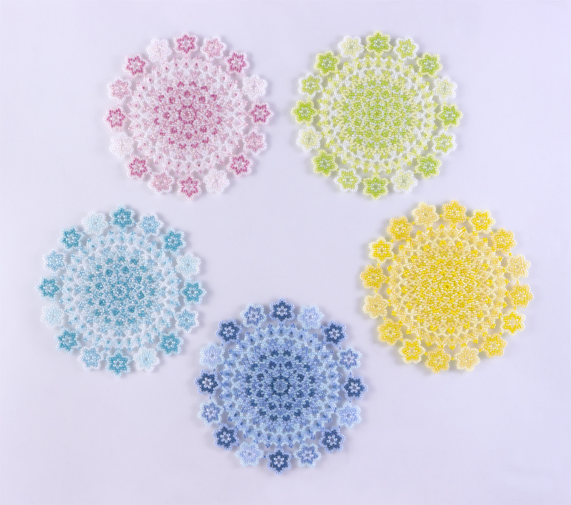 Five colors of Tiny Flower Doilies