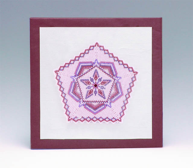 Beaded Red Pentagon Doily/ Pentagonal Doily