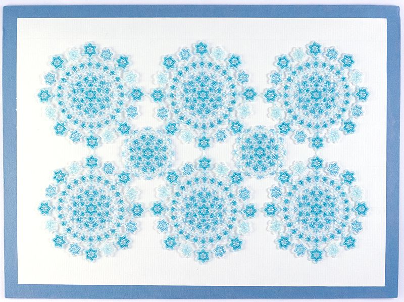 Aqua Flowers Rectangle Beaded Doily