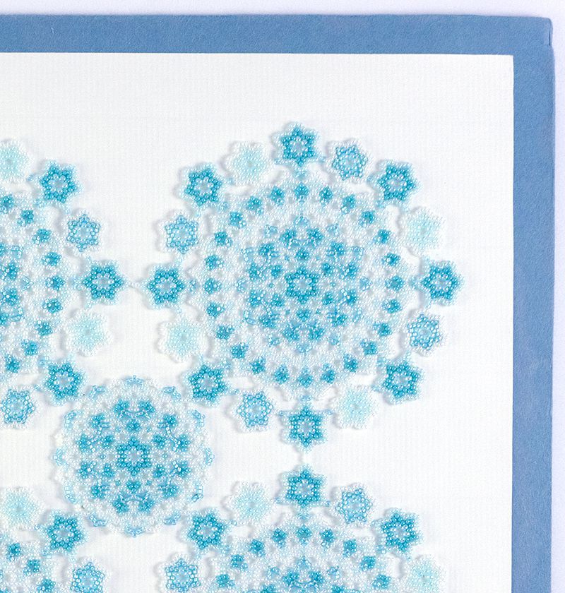 Detail of Aqua Flower Rectangle Beaded Doily