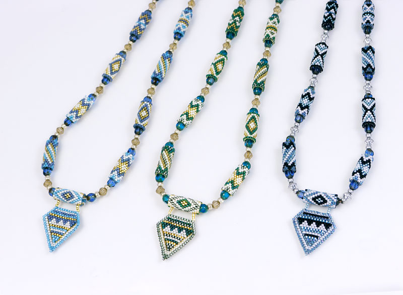 Ethnic Necklace / Blue, Green, Black
