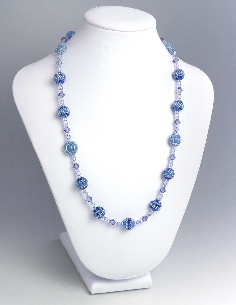 Blue Purple Beaded Ball Necklace