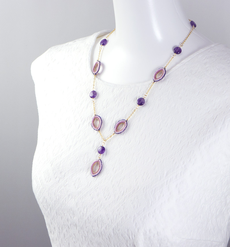 Wearing Amethyst Marquise Necklace