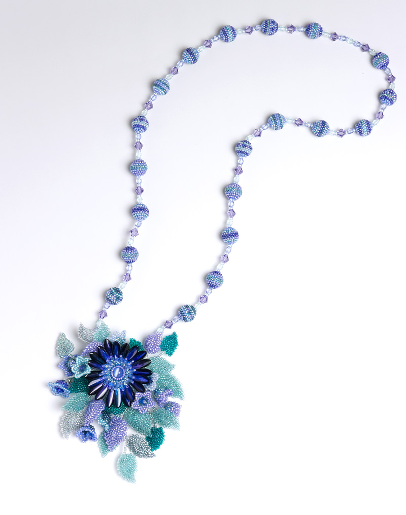Blue Flower corsage necklace