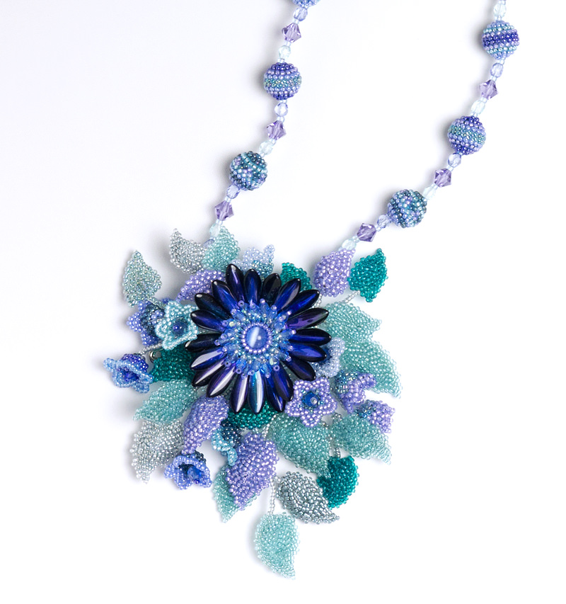 expanded photo of Blue Flower corsage necklace