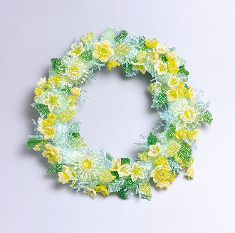 Beaded Yellow Flower Wreath