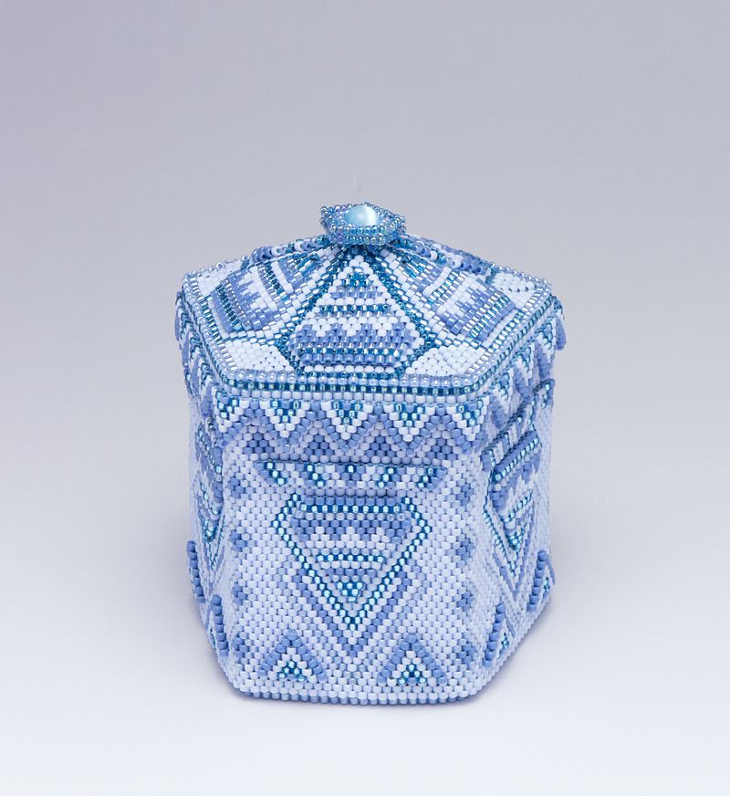 Beaded Pentagonal Blue Box