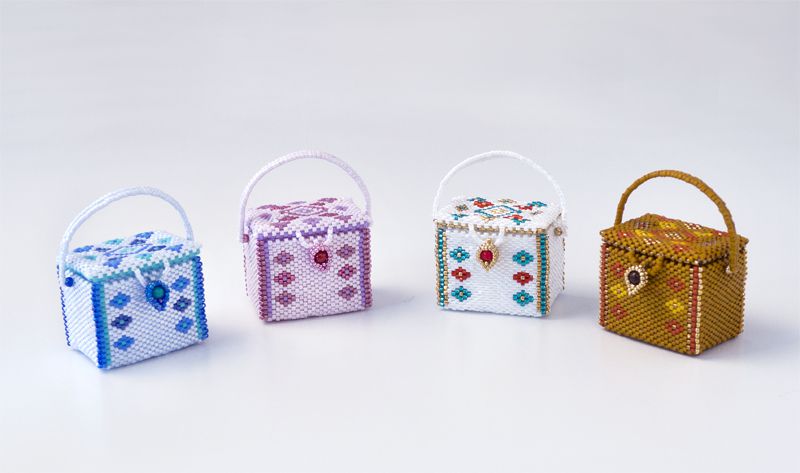 Four colors of Diamond Pattern Baskets