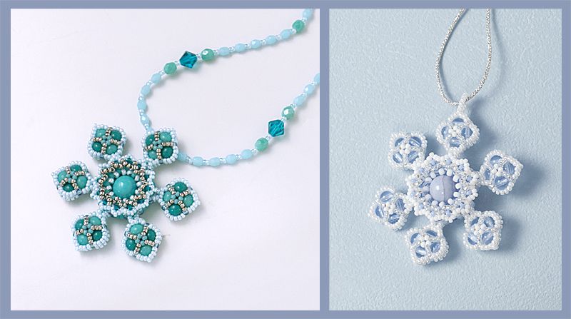 hexagonal pendant, turquoise and pale blue