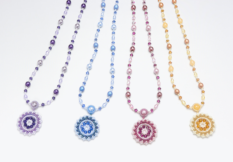 necklace: purple, blue, rose, light brown