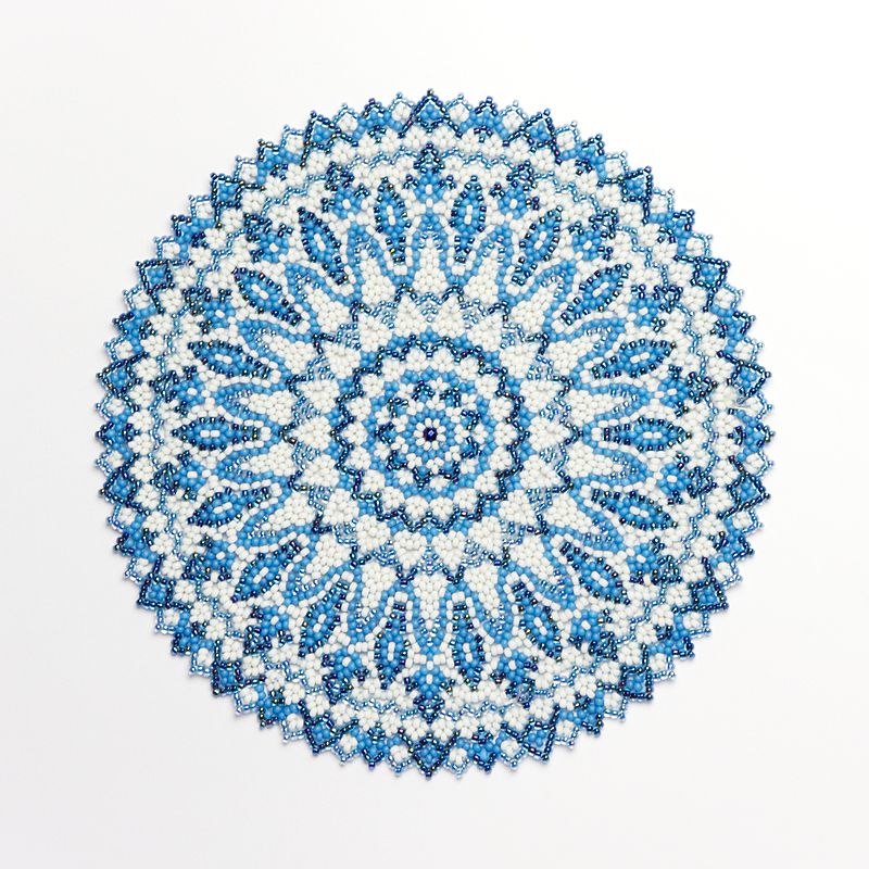 Blue Beaded Doily