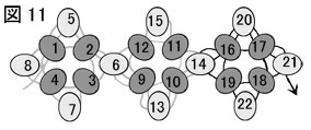 図11．ダイヤモンドチェインステッチのネックレスの作り方